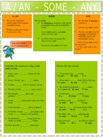 a an we use the indefinite articles aan with singular countable nouns would you like an orange i want a new bike some we use some in affirmative sentences with plural countable nouns and uncountab