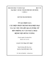 Tỷ lệ chọn lựa các biện pháp tránh thai hiện đại và các yếu tố liên quan ở phụ nữ đến phòng tư vấn ngừa thai bệnh viện hùng vương 