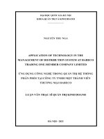 Application of technology in the management of distribution system at habeco trading one member company limited 