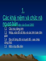 1 c¸c kh¸i niöm vµ chøc n¨ng c¬ b¶n 1 c¸c kh¸i niöm vµ chøc n¨ng c¬ b¶n 1 1 mµn h×nh lµm viöc cña excel 2000 1 2 cêu tróc b¶ng týnh 1 3 nhëp söa ®æi d÷ liöu vµ c¸c týnh to¸n ®¬n gi¶n 1 4 §þa chø t­¬n