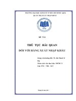 [Luận văn] Thủ tục hải quan đối với hàng hóa xuất nhập khẩu