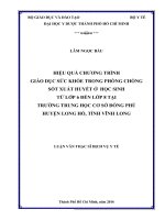Hiệu quả chương trình giáo dục sức khỏe trong phòng chống sốt xuất huyết ở học sinh từ lớp 6 đến lớp 8 tại trường trung học cơ sở đồng phú huyện long hồ, tỉnh vĩnh long 