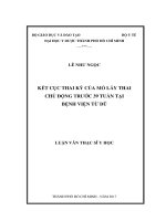 Kết cục thai kỳ của mổ lấy thai chủ động trước 39 tuần tại bệnh viện từ dũ 