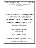 Các vi khuẩn gây viêm phổi bệnh viện và tình hình kháng thuốc tại khoa hồi sức tích cực – chống độc, bệnh viện đa khoa tỉnh đăklăk từ 10 2015 đến 04 2016 