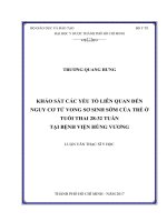 Khảo sát các yếu tố liên quan đến nguy cơ tử vong sơ sinh sớm của trẻ ở tuổi thai 28 32 tuần tại bệnh viện hùng vương 