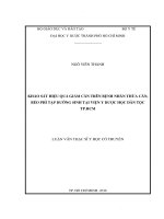 Khảo sát hiệu quả giảm cân trên bệnh nhân thừa cân, béo phì tập dưỡng sinh tại viện y dược học dân tộc tp hcm 
