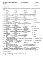 tröôøng thpt thoáng linh ñeà kt tieáng anh 11ctc tay thuy anh high school test 45 min no 5 mark lớp 11a teân a phonetics choose the word whose underlined part is pronounced differently from that of th