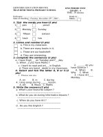 lienchieu education service lienchieu education service one period test tran binh trong primary school grade 4 time 30 minutes full name grade 4 date of checking tuesday december 25th 2007 m