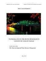 Water balance in the huong river basin in context of climate change thesis of master degree major integrated water resources managemen 