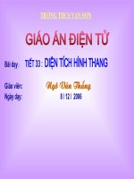 slide 1 bµi d¹y gi¸o viªn ng« v¨n th¾ng ngµy d¹y 8 12 2006 tr­êng thcs v¹n s¬n tiõt 33 diön tých h×nh thang kióm tra bµi cò 1 viõt c«ng thøc týnh diön tých tam gi¸c b a c h h a b c thø ngµy th¸ng