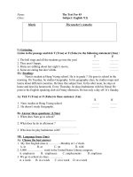 name the test for 45’ name the test for 45 class subject english 71 marks the teacher’s remarks i listening listen to the passage and tick t true or f false to the following statement 2ms t