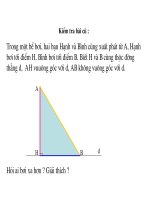 slide 1 kióm tra bµi cò trong mét bó b¬i hai b¹n h¹nh vµ b×nh cïng xuêt ph¸t tõ a h¹nh b¬i tíi ®ióm h b×nh b¬i tíi ®ióm b biõt h vµ b cïng théc ®­êng th¼ng d ah vuu«ng gãc víi d ab kh«ng vu«ng gãc