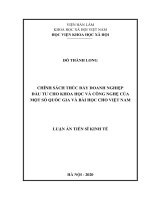 Chính sách thúc đẩy doanh nghiệp đầu tư cho khoa học và công nghệ của một số quốc gia và bài học cho việt nam 