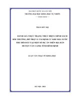 Đánh giá thực trạng thực hiện chính sách bồi thường hỗ trợ và tái định cư khi nhà nước thu hồi đất tại một số dự án trên địa bàn huyện vân canh tỉnh bình định