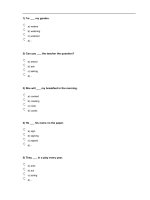 top of form 1 im my garden a waters b watering c watered d 2 can you the teacher the question a asked b ask c asking d 3 she will my breakfast in the morning a cooked b cooking c cook