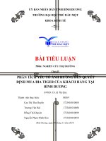 Phân tích các yếu tố ảnh hưởng đến quyết định mua bia tiger của khách hàng tại bình dương 