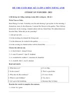 2 Đề thi học kì 2 lớp 4 môn tiếng Anh năm 2021 có đáp án