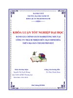 Đánh giá chính sách marketing mix tại công ty TNHH minh hòa trên địa bàn thành phố huế 