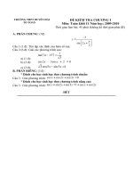 đề kiểm tra chất lượng đầu năm trường thpt duyên hải tổ toán đề kiểm tra chương i môn toán khối 11 năm học 2009 2010 thời gian làm bài 45 phút không kể thời gian phát đề a phần chung 7đ câu 1 1 đ