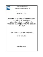 Nghiên cứu công bố thông tin về báo cáo bộ phận của các công ty niêm yết trên sở giao dịch chứng khoán hà nội