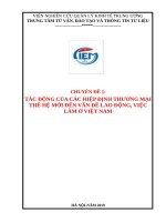 CHUYÊN ĐỀ 1:TÁC ĐỘNG CỦA CÁC HIỆP ĐỊNH THƯƠNG MẠI THẾ HỆ MỚI ĐẾN VẤN ĐỀ LAO ĐỘNG, VIỆC LÀM Ở VIỆT NAM