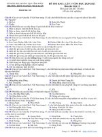 Đề khảo sát Địa lý 12 lần 3 năm 2020 – 2021 trường Nguyễn Viết Xuân – Vĩnh Phúc