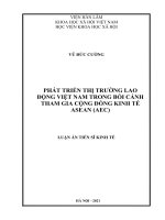 luận án tiến sĩ phát triển thị trường lao động việt nam trong bối cảnh tham gia cộng đồng kinh tế ASEAN (AEC) 