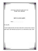 Kinh nghiệm hướng dẫn học sinh lớp 9 làm bài thi vận dụng kiến thức liên môn để giải quyết các tình huống thực tiễn