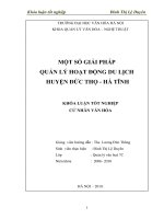Tóm tắt Khóa luận tốt nghiệp: Một số giải pháp quản lý hoạt động du lịch huyện Đức Thọ Hà Tĩnh
