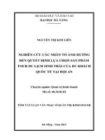 Nghiên cứu các nhân tố ảnh hưởng đến quyết định lựa chọn sản phẩm tour du lịch sinh thái của du khách quốc tế tại hội an 