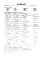 one period test one period test time alloted 45 minutes full name class 11 i pronunciation 1 a appreciate b affect c aquaintance d attitude 2 a honest b vehicle c happy d honest 3 a friend b cream c w