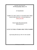 Luận văn Thạc sỹ Khoa học nông nghiệp: Nghiên cứu thực trạng và giải pháp phát triển kinh tế hộ nông dân tại huyện Bình Gia tỉnh Lạng Sơn