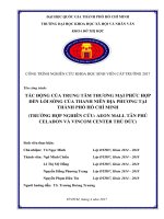 Tác động của trung tâm thương mại phức hợp đến lối sống của thanh niên địa phương tại tp hồ chí minh    trường hợp nghiên cứu aeon mall tân phú celadon và vincom center thủ đức 