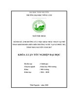 Đánh giá ảnh hưởng của việc khai thác than tại mỏ than khánh hòa đến môi trường nước tại xã phúc hà tỉnh thái nguyên năm 2017 