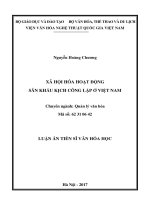 Luận án Tiến sĩ Văn hóa học: Xã hội hóa hoạt động sân khấu kịch công lập ở Việt Nam