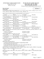 Đề thi thử THPT môn Hóa Học 2021 Thi TN trường Yên Thế - Bắc Giang -