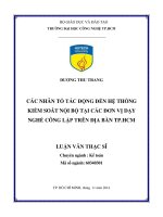 Các nhân tố tác động đến hệ thống kiểm soát nội bộ tại các đơn vị dạy nghề công lập trên địa bàn TP HCM