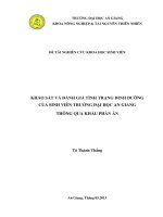 Khảo sát và đánh giá tình trạng dinh dưỡng của sinh viên trường đại học an giang thông qua khẩu phần ăn 