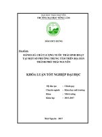 Đánh giá chất lượng nước thải sinh hoạt tại một số phường trung tâm trên địa bàn thành phố thái nguyên ` 