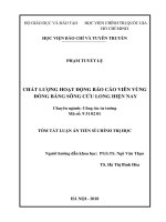 Tóm tắt luận án Tiến sĩ Chính trị học: Chất lượng hoạt động báo cáo viên vùng đồng bằng sông Cửu Long hiện nay