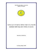 Năng lực sử dụng tiếng việt của người khmer trên địa bàn tỉnh an giang 