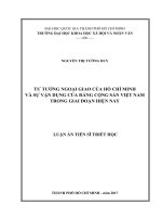 Tư tưởng ngoại giao của hồ chí minh và sự vận dụng của đảng cộng sản việt nam trong giai đoạn hiện nay 