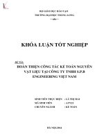 Khóa luận tốt nghiệp chuyên ngành kế toán hoàn thiện công tác kế toán nguyên vật liệu tại công ty TNHH s p b engineering việt nam