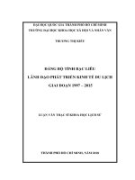 Đảng bộ tỉnh bạc liêu lãnh đạo phát triển kinh tế du lịch giai đoạn 1997 2015     