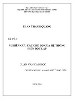Nghiên cứu các chế độ của hệ thống điện độc lập 