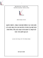 Kiến thức, thực hành tiêm vắc xin sởi của bà mẹ có con dưới 2 tuổi tại huyện thường tín, hà nội năm 2020 và một số yếu tố liên quan 
