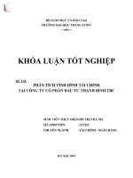 Khóa luận tốt nghiệp: Phân tích tình hình tài chính tại Công ty Cổ phần Đầu tư Thanh Bình TBC