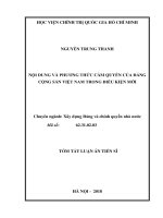Tóm tắt Luận án tiến sĩ Xây dựng Đảng: Nội dung và phương thức cầm quyền của Đảng Cộng sản Việt Nam trong điều kiện mới