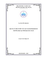 Quản lý nhà nước về vận tải hành khách đường bộ tại tỉnh quảng ngãi  