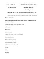 Đề thi vào lớp 10 môn Tiếng Anh năm 2020-2021 có đáp án - Sở GD&ĐT Bình Dương